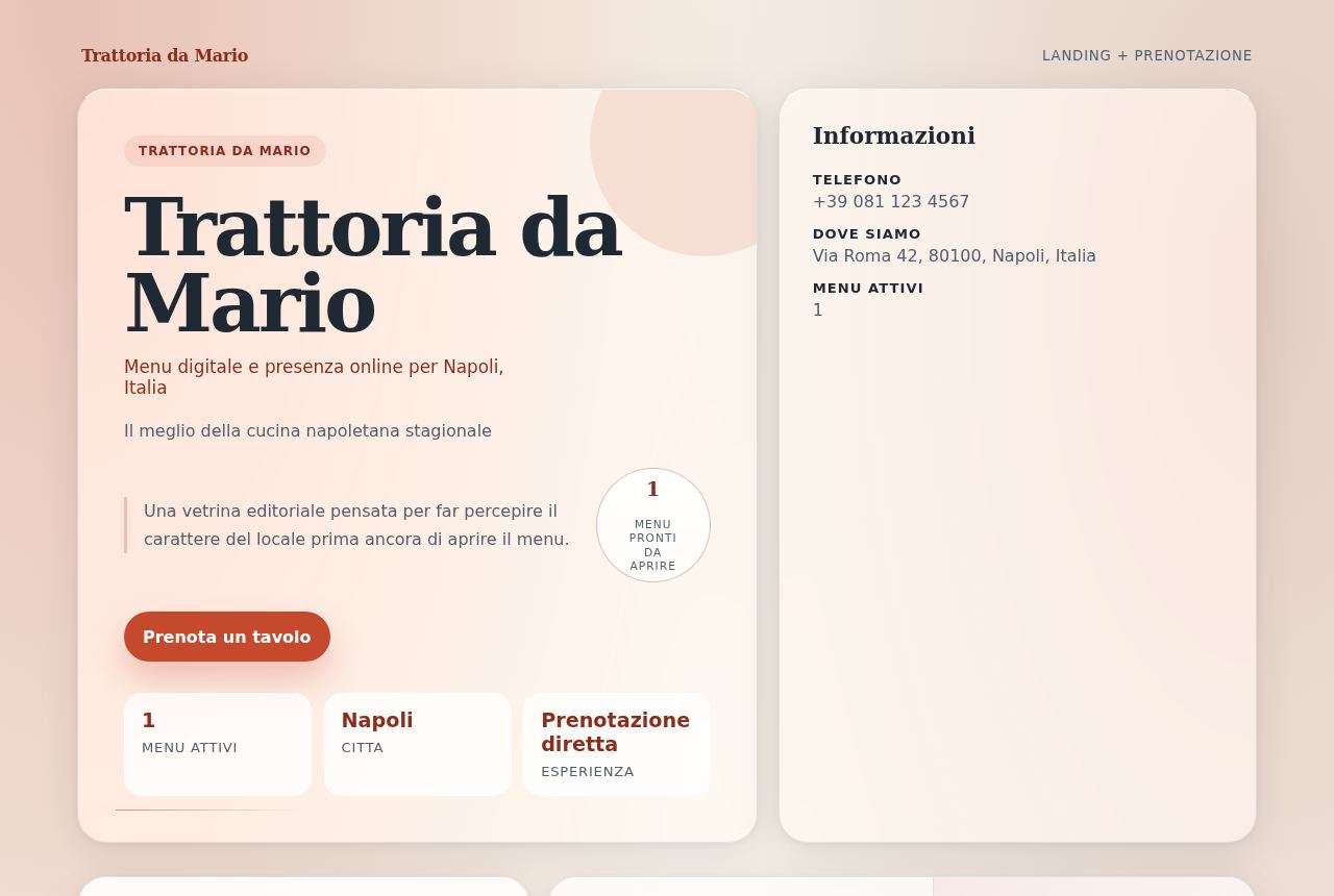 Schermata di Sito del locale nel pannello Menumi